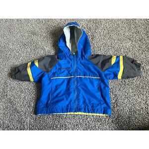 COLUMBIA Baby Boys Hooded Rain Jacket 6 Months Blue Colorblock Nylon E8